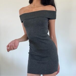 Aritzia Off-Shoulder Gray Dress